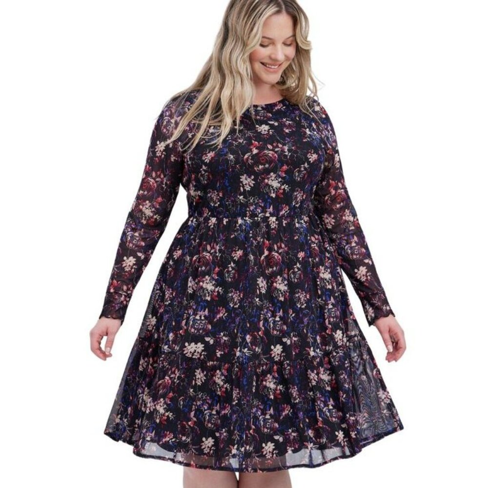 TORRID mesh floral mini dress black Sz 2